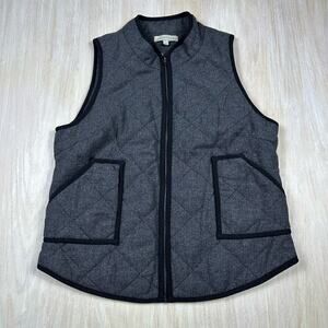 41 Hawthorn Shara Herringbone Quilted Zip Up Fall Layering Vest Large Outerwear